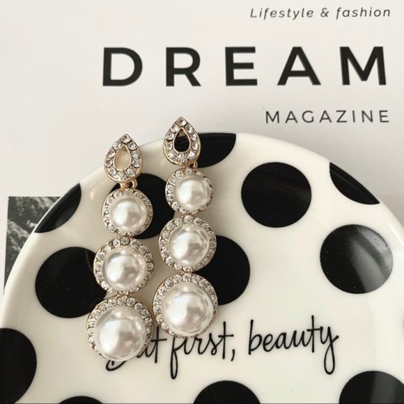 💕Last One Faux Pearl Elegant Drop Earrings - Picture 2 of 4